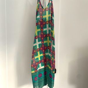 Blush see-through Maxi spaghetti strap dress